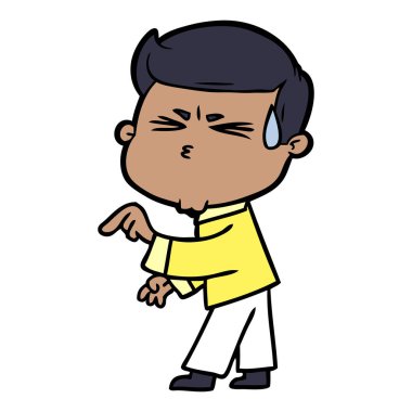  vektör çizim karikatür adam terleme