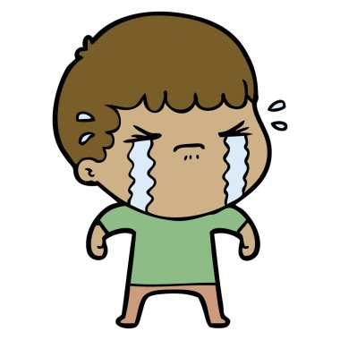 vektör çizim karikatür adam ağlıyor