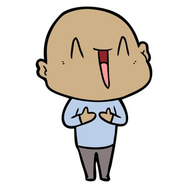 mutlu karikatür kel adam