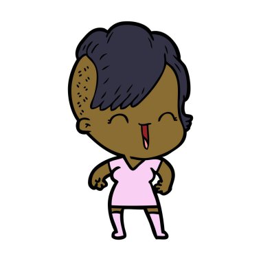 karikatür mutlu hippi kız