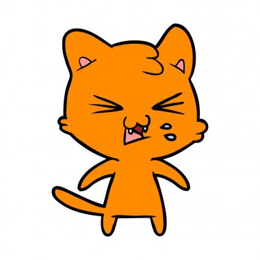 vektör çizim karikatür kedi tıslama