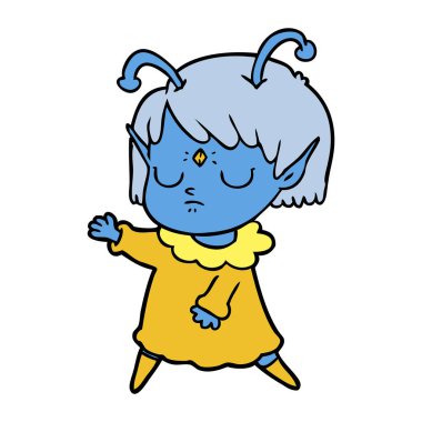 vektör çizim karikatür uzaylı kız