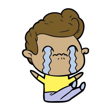vektör çizim karikatür adam ağlıyor