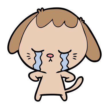 vektör çizim karikatür ağlayan köpek