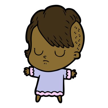 Çizgi filmdeki kadının vektör çizimi