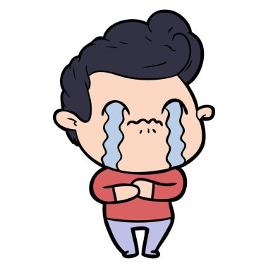 vektör çizim karikatür adam ağlıyor