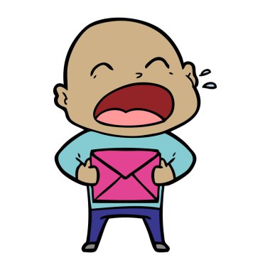 karikatür bağırarak kel adam