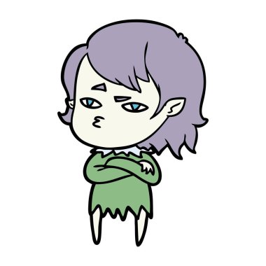 Çizgi filmdeki vampir kızın vektör çizimi