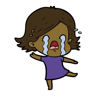 vektör çizim karikatür kadının ağladığını