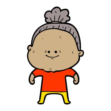 karikatür mutlu yaşlı kadın