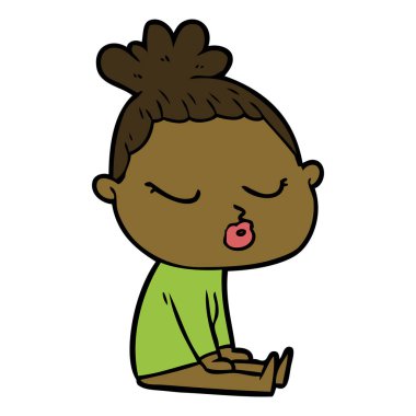 vektör çizim karikatür sakin kadın