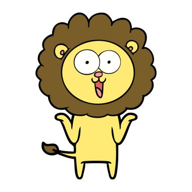 mutlu karikatür aslan vektör çizim
