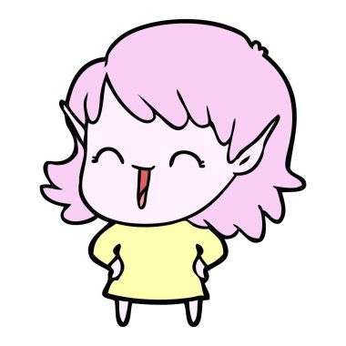 vektör çizim karikatür elf kızı