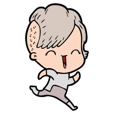 karikatür mutlu hippi kız