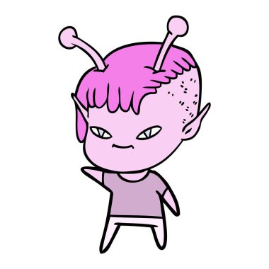 vektör çizim karikatür uzaylı kız