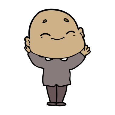 karikatür mutlu kel adam