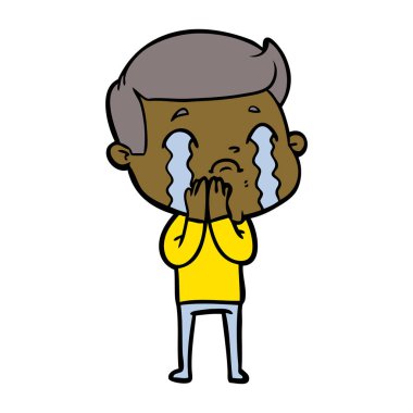 vektör çizim karikatür adam ağlıyor