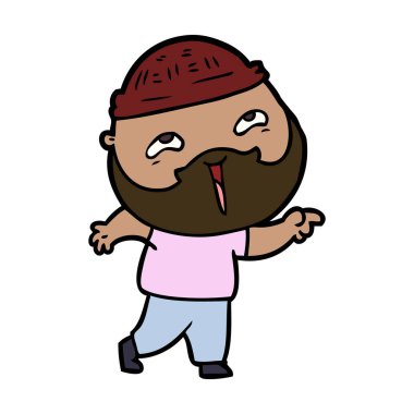 Çizgi film mutlu sakallı adam