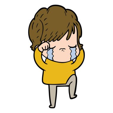 vektör çizim karikatür kadının ağladığını