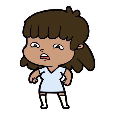 vektör çizim karikatür endişeli kadın