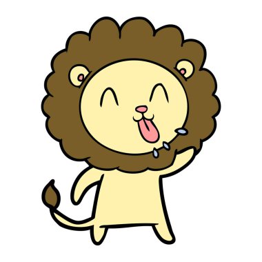 mutlu karikatür aslan vektör çizim