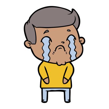 vektör çizim karikatür adam ağlıyor