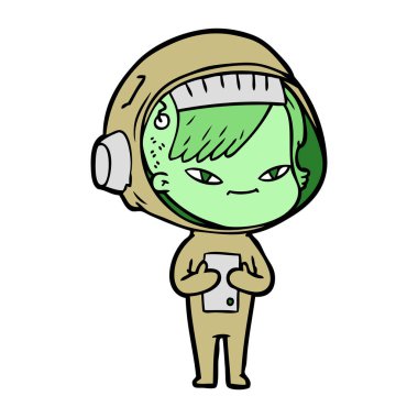 vektör çizim karikatür astronot kadın