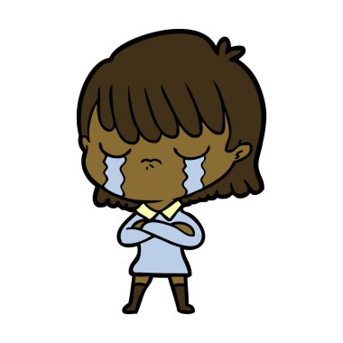 vektör çizim karikatür kadının ağladığını