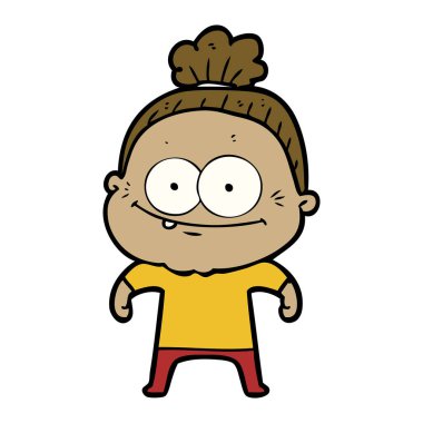 karikatür mutlu yaşlı kadın