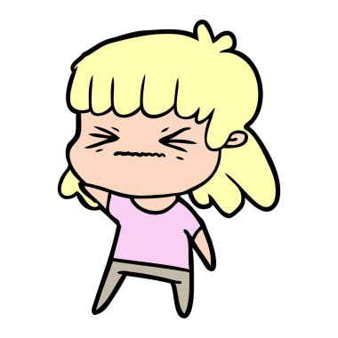 Çizgi filmdeki kadının vektör çizimi