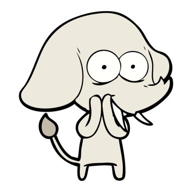 mutlu çizgi film fil vektör çizim