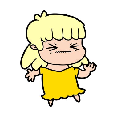vektör çizim karikatür kızgın kız
