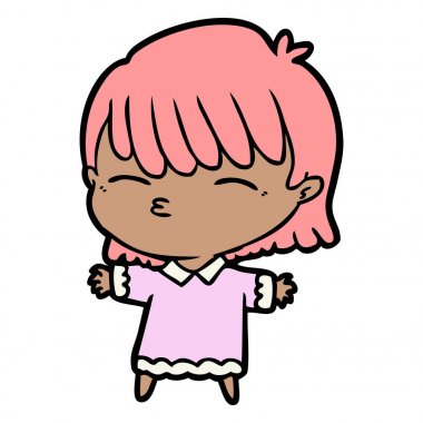 Çizgi filmdeki kadının vektör çizimi