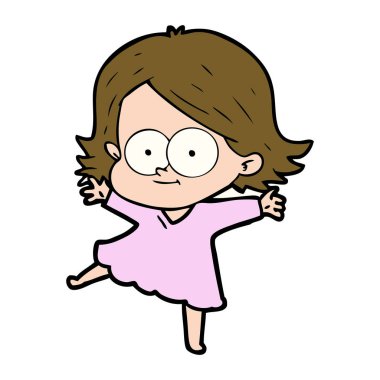 mutlu çizgi film kız vektör çizim