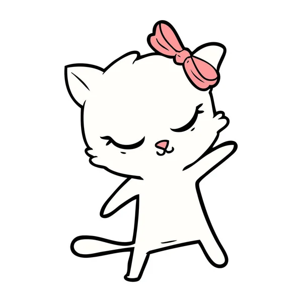 弓でかわいい漫画猫 — ストックベクタ