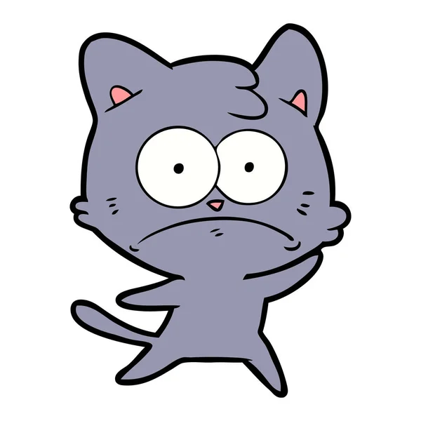 Gambar Vektor Dari Kartun Gugup Kucing - Stok Vektor