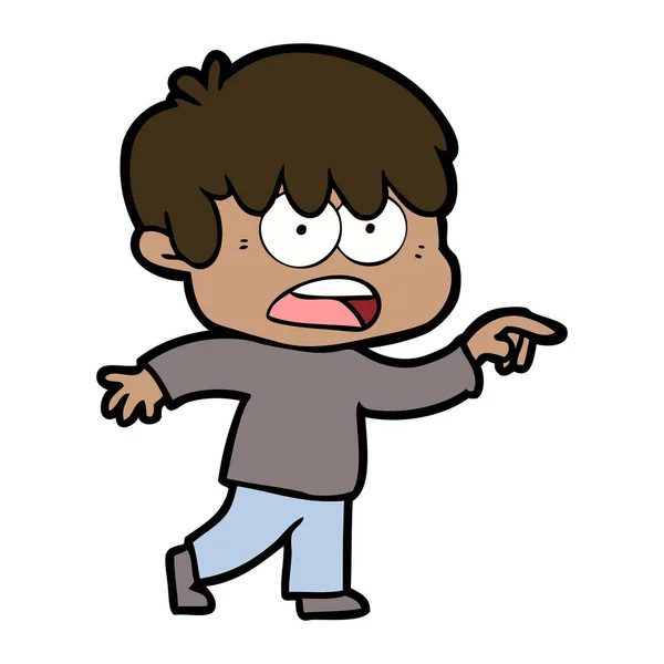 Vectorillustratie Van Bezorgd Cartoon Jongen — Stockvector