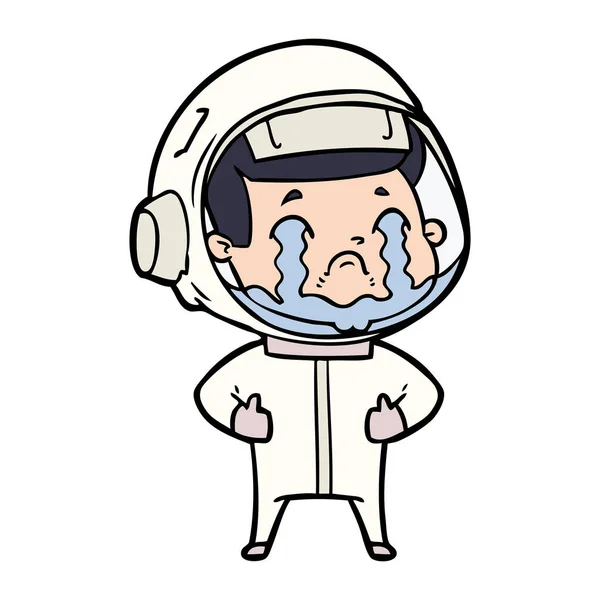 Vector Illustration Cartoon Crying Astronaut — Stock Vector