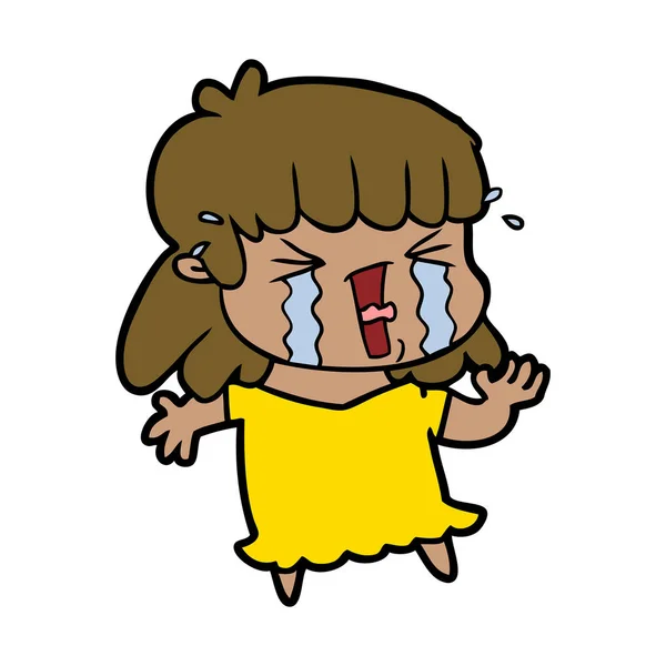 Cartoon Vrouw Tranen — Stockvector