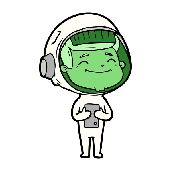 Vektorillustration Des Glücklichen Cartoon Astronauten — Stockvektor