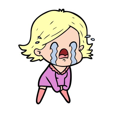 vektör çizim karikatür kadının ağladığını