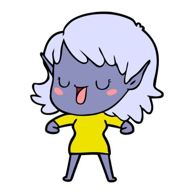 vektör çizim karikatür elf kızı