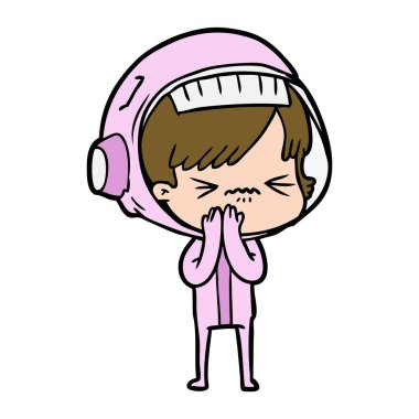 vektör çizim karikatür astronot kadın