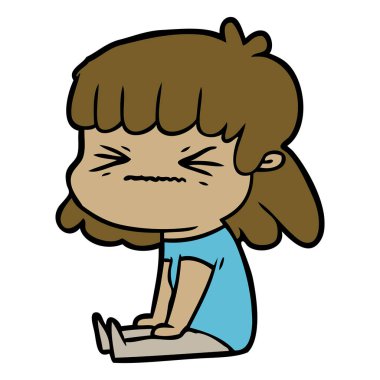 Çizgi filmdeki kadının vektör çizimi