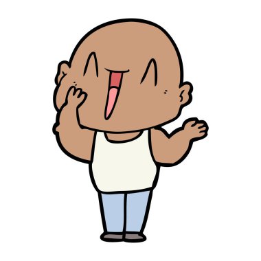 mutlu karikatür kel adam