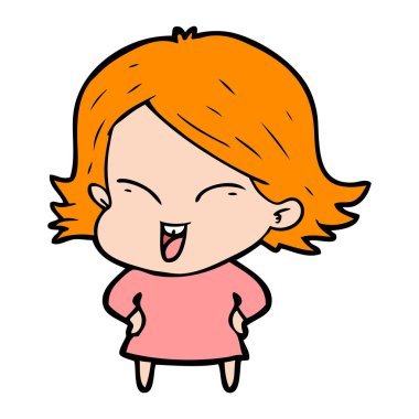 mutlu çizgi film kız vektör çizim