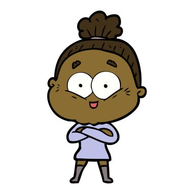 karikatür mutlu yaşlı kadın