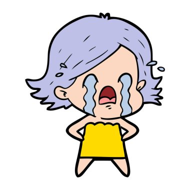 vektör çizim karikatür kadının ağladığını