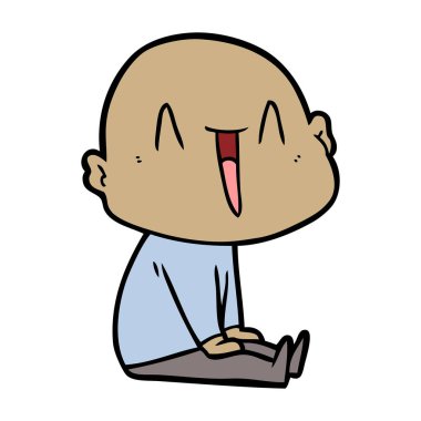 mutlu karikatür kel adam