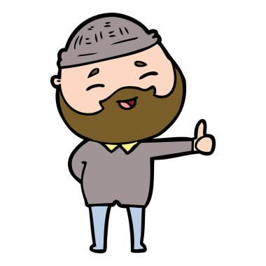 Çizgi film mutlu sakallı adam